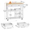 White-Natural Particleboard Kitchen Island with Matte Finish and Rolling Casters